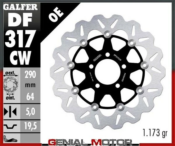 Galfer Front Brake Disc WAVE FLOAT FULL 290x5mm SUZUKI SV 650 /S DER.1999>2002 - Image 1 of 1