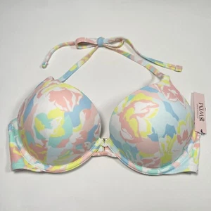 Victoria Secret 36B Bombshell Push Up Bikini Top Adds 2 Cups Blue Pink Pastel - Picture 1 of 5