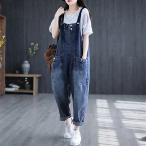 Damen Jeans Strampler Laterne Hose Overall Latzhose Distressed Baggy Locker - Bild 1 von 14