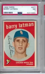 Tarjeta de béisbol 1959 Topps #477 Barry Latman, Medias Blancas de Chicago clasificación PSA 7 - Imagen 1 de 2
