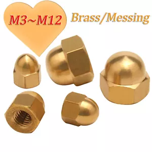 Hutmutter Messing Metrisch DIN 1587 Muttern M3 M4 M5 M6 M8 M10 M12 M14 M16 ~ M20 - Bild 1 von 15