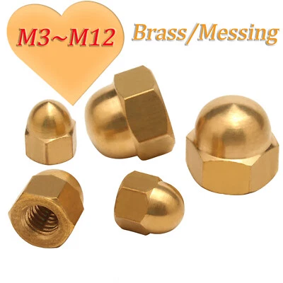 Hutmutter Messing Metrisch DIN 1587 Muttern M3 M4 M5 M6 M8 M10 M12 M14 M16 ~ M20 - Bild 1 von 4