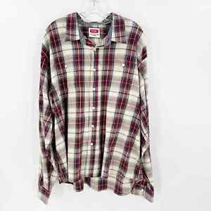 Wrangler Red Plaid Flex For Comfort Long Sleeve Casual Button-Up Shirt Size 3X