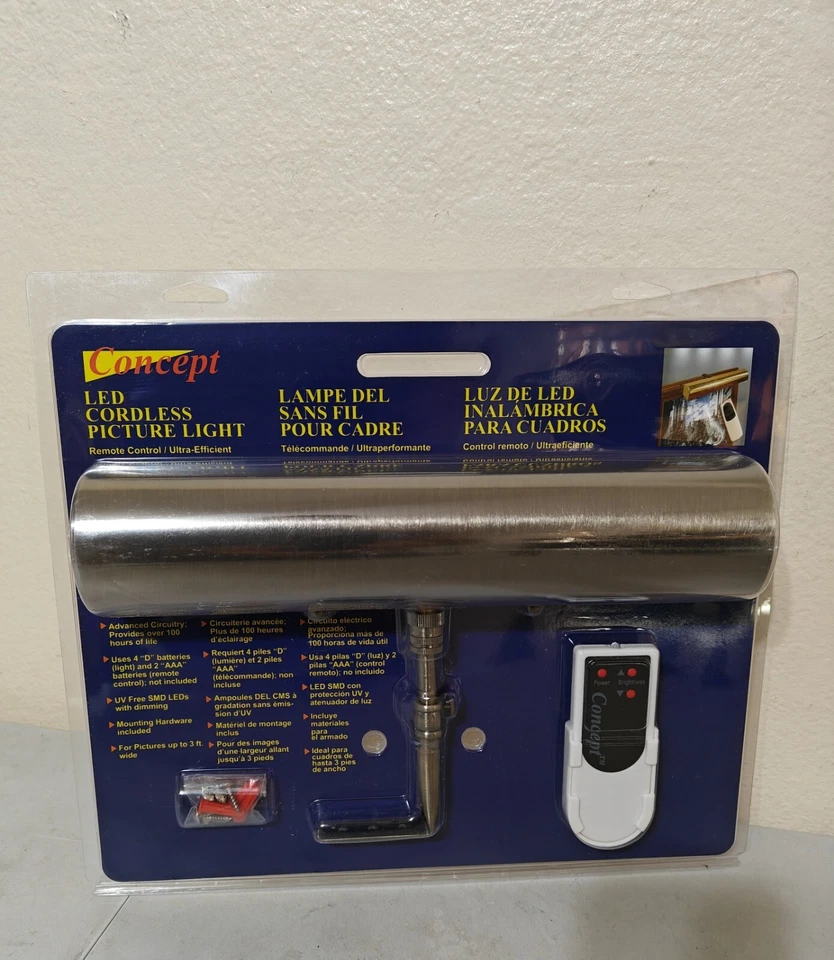 Concept 102L Cordless Remote Control LED Picture Light- 11 1/2 Inch Antique Bra