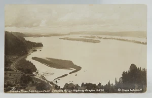Postkarte Columbia River von Crown Point Columbia River Highway Oregon BW RPPC * - Bild 1 von 2