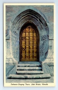Lago Gales Florida SINGINGING TOWER entrada postal cromada sin publicar c.1960 - Imagen 1 de 2