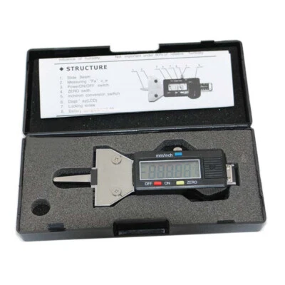 Medidor de profundidad de banda de rodadura de neumáticos de coche LCD digital negro de acero inoxidable venta de pulgadas métricas  Foto 1 de 4