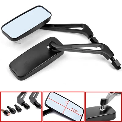 FOR HONDA HARLEY CHOPPER CRUISER 8-10MM BLACK MOTORCYCLE REARVIEW SIDE MIRRORS - Image 1 of 4