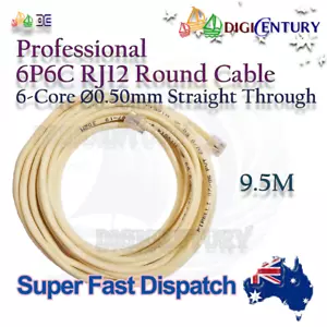 Professional 6P6C RJ12 Telephone ADSL Copper Cable ⌀0.5mm Reinforced Round 9.5m - Picture 1 of 1