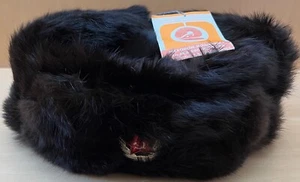 Authentic Russian Ushanka Military Fur Hat with Ear Flaps & Soviet Army Badge - Picture 1 of 8