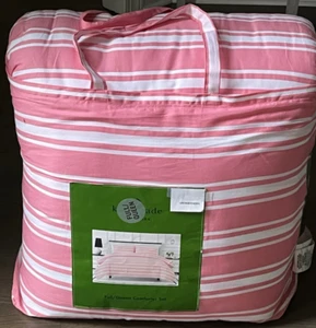 KATE SPADE Silla de Playa Rayas Coral Rosa Completo/Queen Algodón Edredón CONJUNTO - Imagen 1 de 5