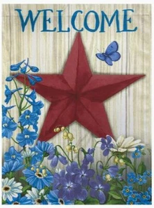 COUNTRY STAR WELCOME 12.5" X 18" GARDEN FLAG 11-3474-136 RAIN SHINE SEASONAL - Picture 1 of 3