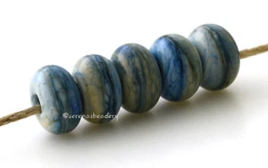 5 BLU AVORIO * Perline distanziatore vetro lampada lucida e opaca fatta a mano - Foto 1 di 5