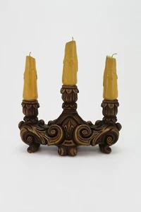 Vintage Chalkware 3 Candle Candlestick Medieval look Merli E/0141 - Picture 1 of 7