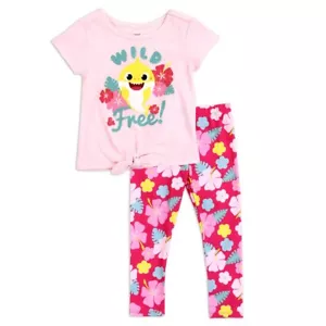 Baby Hai Kleinkind Mädchen Oberteil & Leggings Set zum Binden ☆ 2-teiliges Hosen-Outfit - Bild 1 von 10