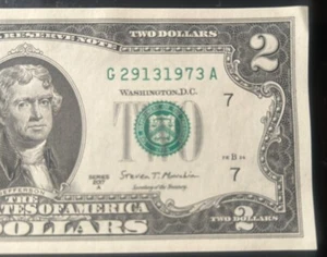 $2 Fancy Serial Number Trailing Birthday Year Note 1973 G29131973A Series 2017A - Picture 1 of 3