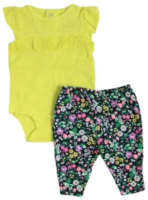 Conjunto de 2 piezas de body y pantalones florales manga aleteada Carter's bebé niña talla NB o 3M Foto 1 de 4