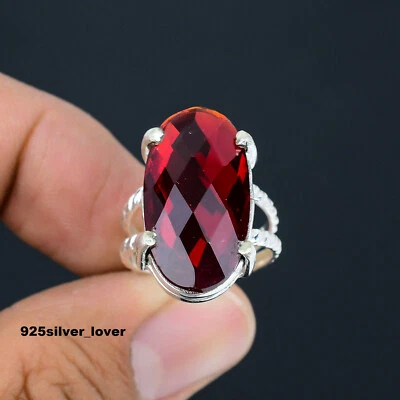 Red Garnet Gemstone 925 Sterling Silver Handmade Ring Jewelry All Size MA-172 - image 1 of 4