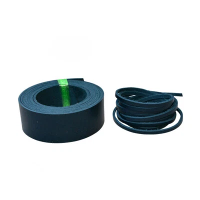 Cinta plana de cuero de vaca 1M cinta recortadora hágalo usted mismo bolsa de cinturón accesorios azul oscuro Foto 1 de 4