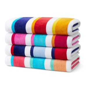 BEACH TOWEL Soft Absorbent Colorful 32" x 62" 4 Pack BEN KAUFMAN SALES CO - Picture 1 of 7