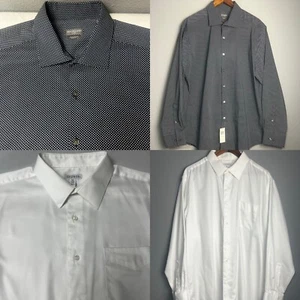 Van Heusen & George Mens Long Sleeve Shirts Blue & White Size XL 17 1/2 34/35 - Picture 1 of 17