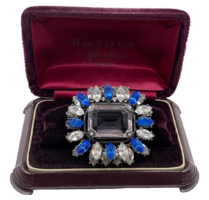 LRG VIOLET CRYSTAL VNTAGE BROOCH TIERED RHINESTONES DECORATIVE PRONGS SCHREINER? - Picture 1 of 10