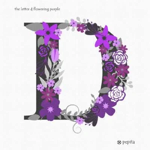 The Letter D Flowering Purple Needlepoint Kit or Canvas - Picture 1 of 2