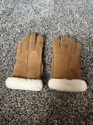 Guantes UGG Para Mujer Talla Mediana Expuestos Piel de Oveja Puño Marrón Castaño - NUEVO con ETIQUETAS Foto 1 de 4