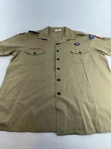 Vintage Pfadfinder Uniform Hemd BSA Official Herren Gr. XL Ärmel Patches Poly - Bild 1 von 9