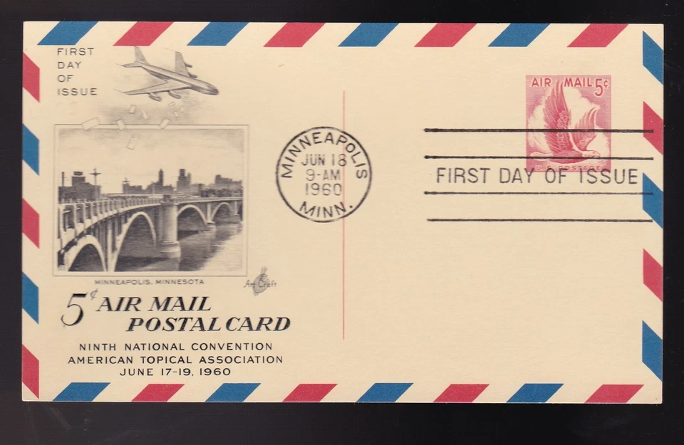 EAGLE IN FLIGHT #UXC3 US FIRST DAY COVER 1960 ART CRAFT POSTAL CARD - Image 1 of 1