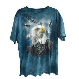 Bald Eagle Graphic Blue Tie-Dye T-Shirt The Mountain Size L (Large) - Picture 1 of 6