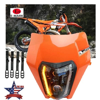 For Honda CRF450R CRF250X CRF230F KTM Yamaha EXC300 LED Headlight DRL Assembly - Image 1 of 4