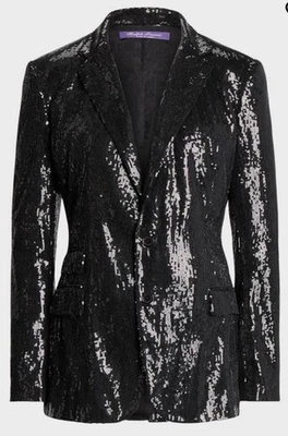 Ralph Lauren Purple Label Black Odera Sequined Jacket Womens 10 $2490 - Image 1 of 4