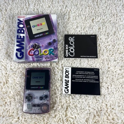Sistema portátil Nintendo Gameboy color GBC púrpura atómico CGB-001 completo en caja Foto 1 de 4