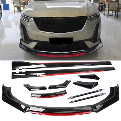 For Cadillac XT4 XT5 XT6 Glossy Black Front Lip Chin Bumper Side Skirt Extension Foto 1 de 4