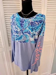 Top Lilly Pulitzer Finn Talla XL Manga Larga Turquesa Oasis Shell Me You Love Me   - Imagen 1 de 13