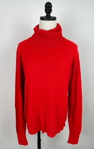 Vintage 70er Rollkragen Pullover Damen groß knallrot Acryl Strick Raglan Retro - Bild 1 von 13
