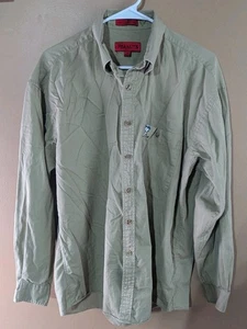 Peanuts Snoopy Long Sleeve Button Shirt Golf Brown Made in USA Mens 16 34/35 - Picture 1 of 12