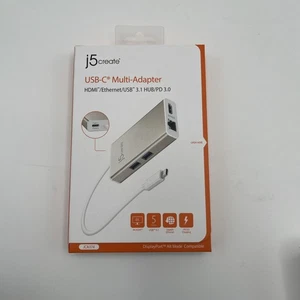 Nuevo - j5create JCA374 Multi-Adaptador HDMI Ethernet USB 3.1 Tipo-C HUB PD 2.0 - Imagen 1 de 10