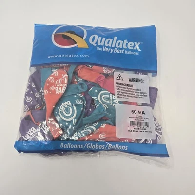 50pk Qualatex 11" Globos Redondos de Látex "Bienvenido Bebé" Arco Iris Boho Nuevos Foto 1 de 4