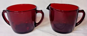 Vintage Anchor Hocking Royal Ruby Red Cream and Sugar Set - Picture 1 of 7
