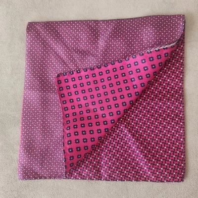 Cremieux pocket square magenta blue 100% silk panels micro print formal new $35 - Image 1 of 4