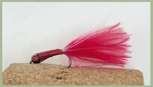 Marabou Stalking Bug - Red Marabou Tail taglia 10 gancio mosche trota, mosca affondamento - Foto 1 di 1
