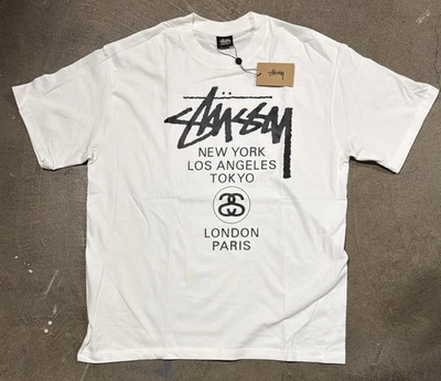 Stussy Shirt World Tour Tee Tshirt White Size XL NWT Double Sided Streetwear - Image 1 of 4
