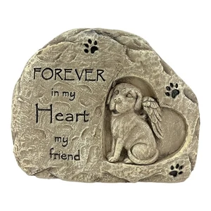 Piedra conmemorativa de cemento para jardín de 4,5 pulgadas nueva para perro “Forever in my Heart My Friend” - Imagen 1 de 8