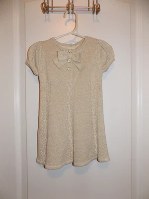 Suéter Vestido GYMBOREE Dorado Holiday Brillo Tejido con Cable Brillante Talla 12-18M Crema Foto 1 de 4