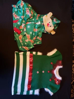 Girls 10/12 Christmas Dress And  Reindeer Pjs. Frome Smoke And Animal Free Home. - Imagem 1 de 4