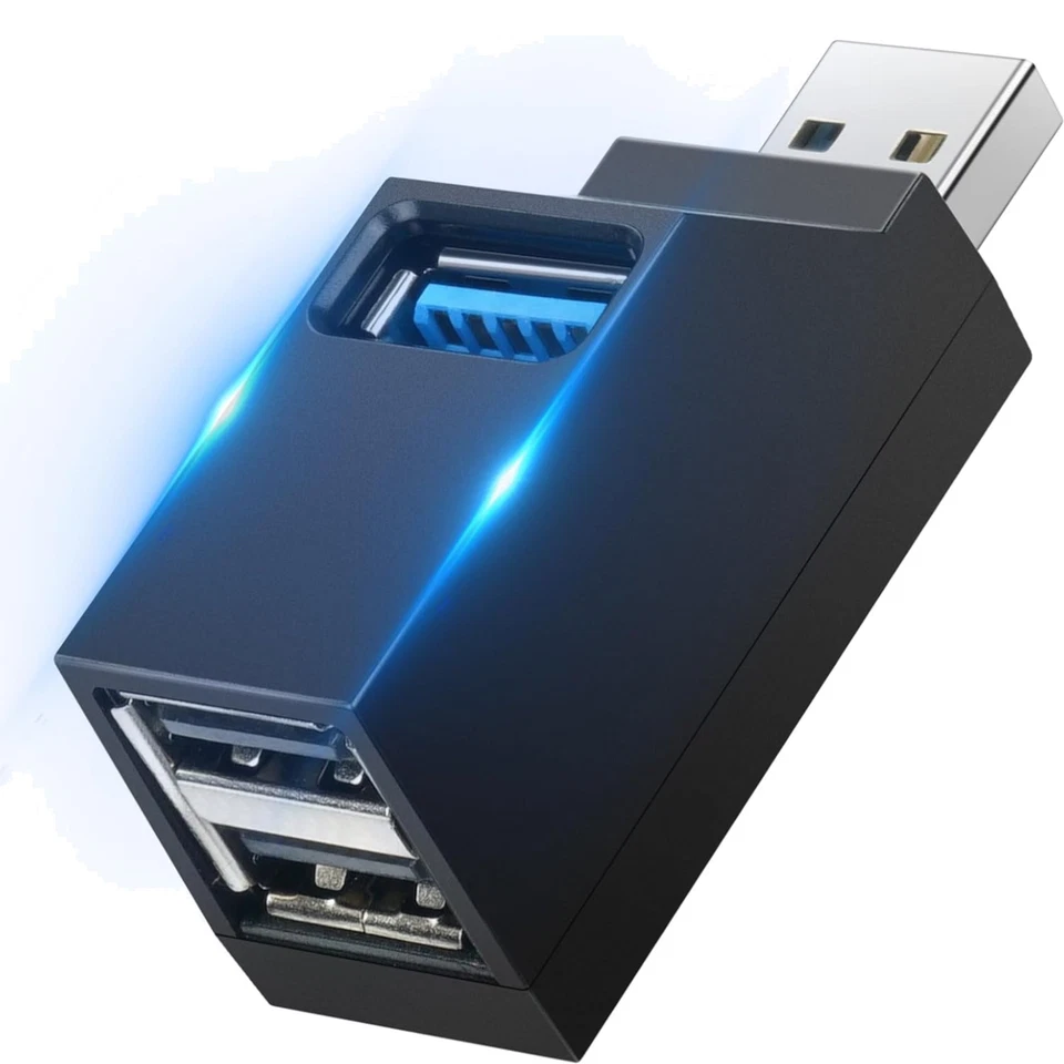 USB Hub 3 Port USB 3.0 2.0 Mini Adapter Datenhub Kabelreceiver Laptop - Bild 1 von 1