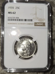 1935-P  25C WASHINGTON SILVER QUARTER  NGC MS62   #8355759-004 - Picture 1 of 6