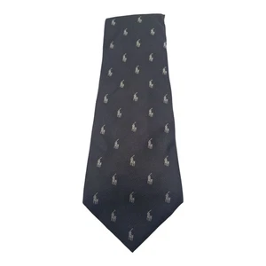 Vintage 90s Ralph Lauren Tie Logo Black / Grey Polo Player Embroidered Designer - Bild 1 von 5